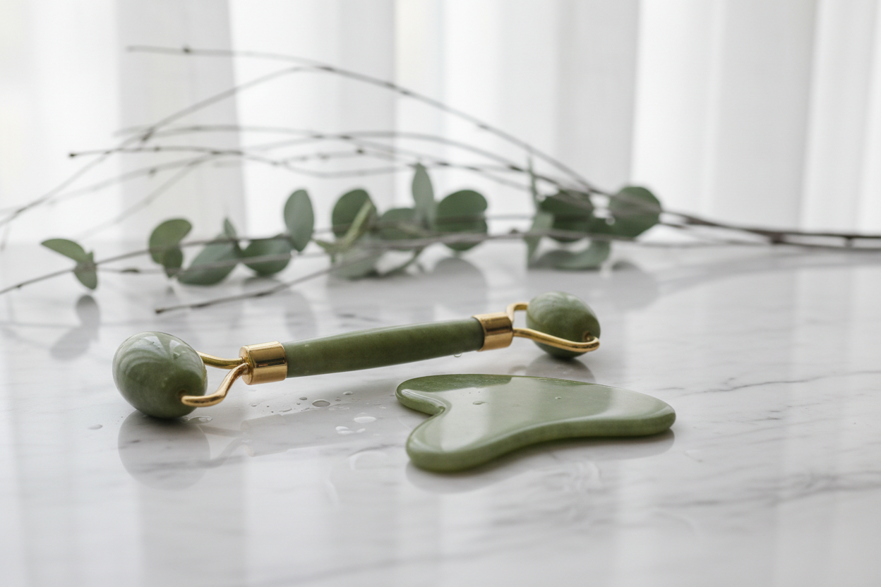 Jade Roller & Gua Sha - Marble Display