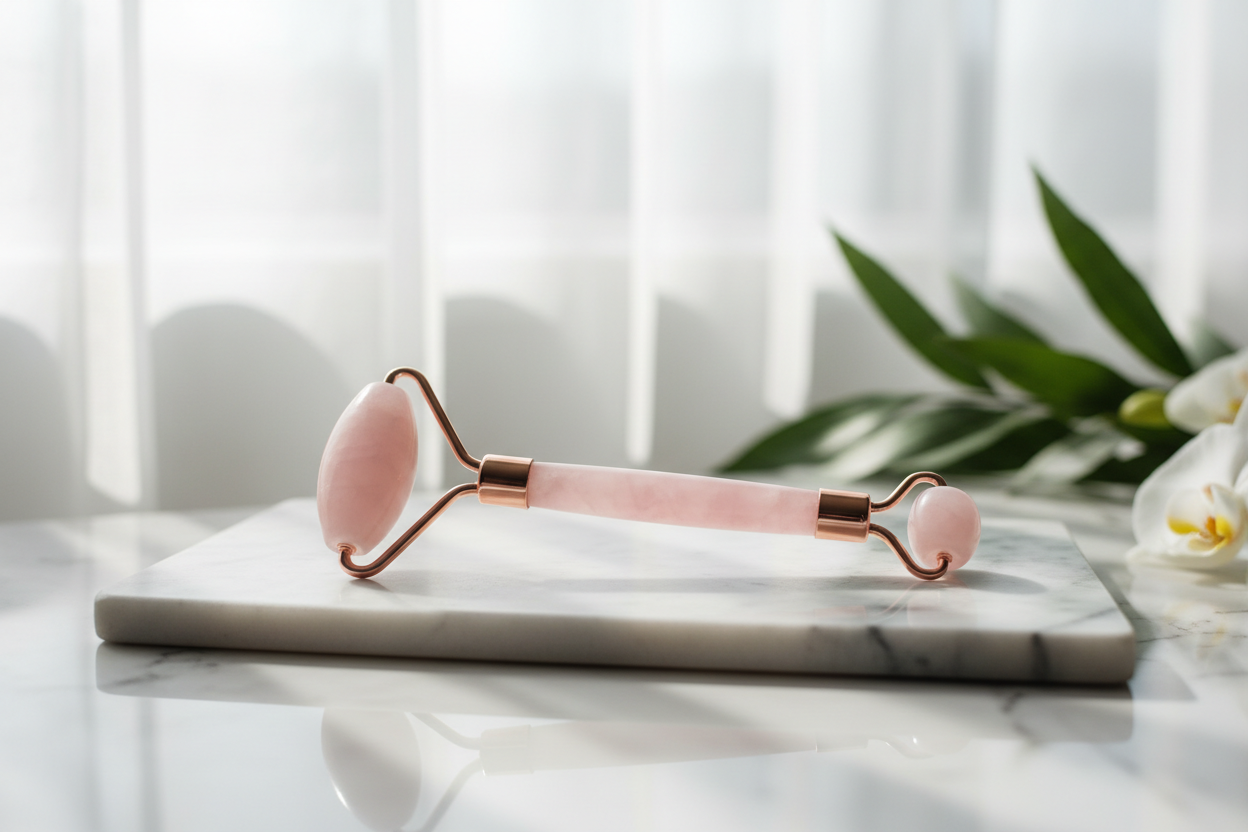 Rose Quartz Face Roller - Marble 1
